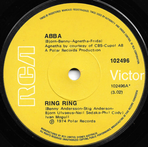 ABBA, Björn & Benny, Agnetha & Anni-Frid – Ring Ring 7" vinyl record, image 1 of 3
