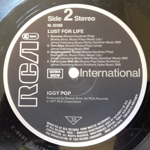 Iggy Pop – Lust For Life LP vinyl record, image 4 of 4