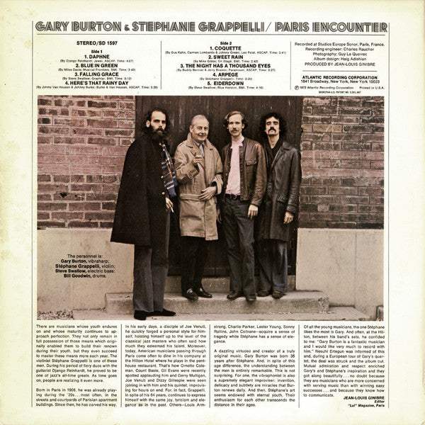 Gary Burton, Stéphane Grappelli – Paris Encounter LP vinyl record, image 2 of 4