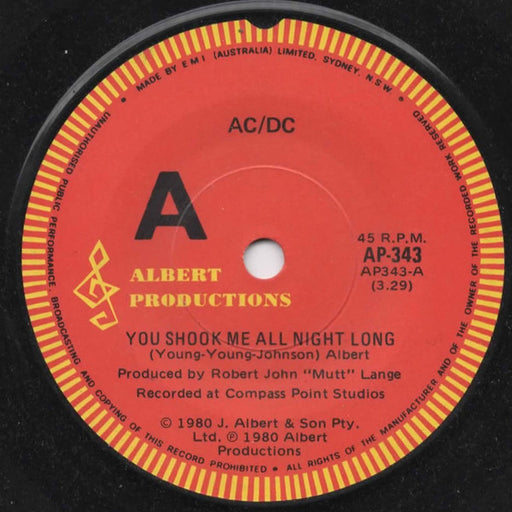 AC/DC – You Shook Me All Night Long 7" vinyl record, image 1 of 3
