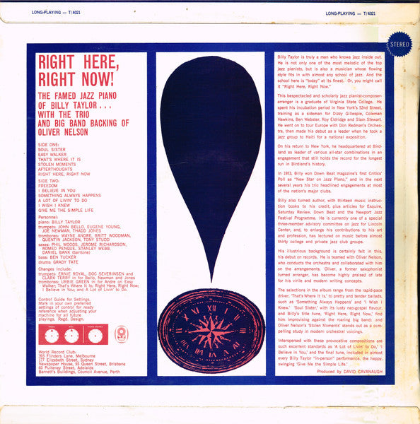 Billy Taylor, Billy Taylor Trio, Oliver Nelson's Big Band – Right Here, Right Now! LP vinyl record, image 2 of 5