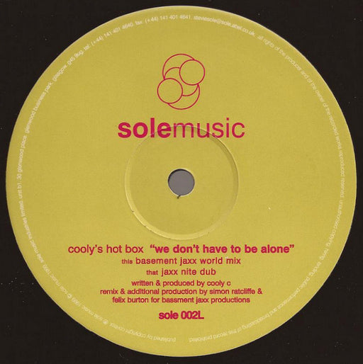 Cooly's Hot Box – We Don't Have To Be Alone 12" vinyl record