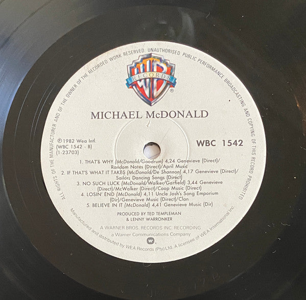Michael McDonald – If That's What It Takes LP vinyl record, image 2 of 4