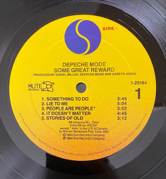 Depeche Mode – Some Great Reward LP vinyl record, image 3 of 4