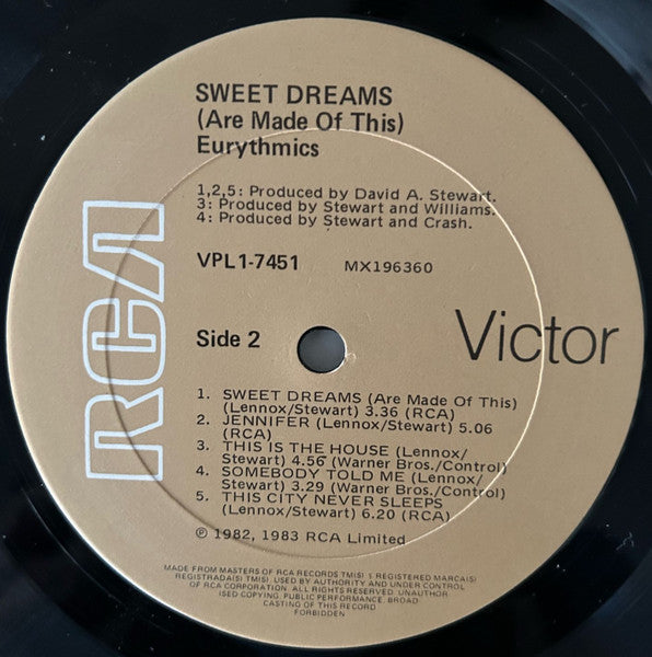 Eurythmics – Sweet Dreams (Are Made Of This) LP vinyl record, image 6 of 6