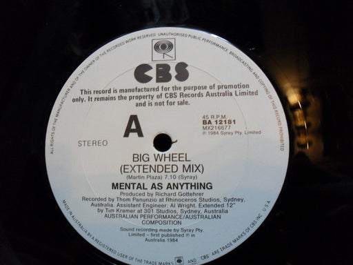 Mental As Anything – Big Wheel 12" vinyl record, image 1 of 2