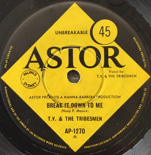 T.V. & The Tribesmen – Barefootin' 7" vinyl record, image 2 of 2