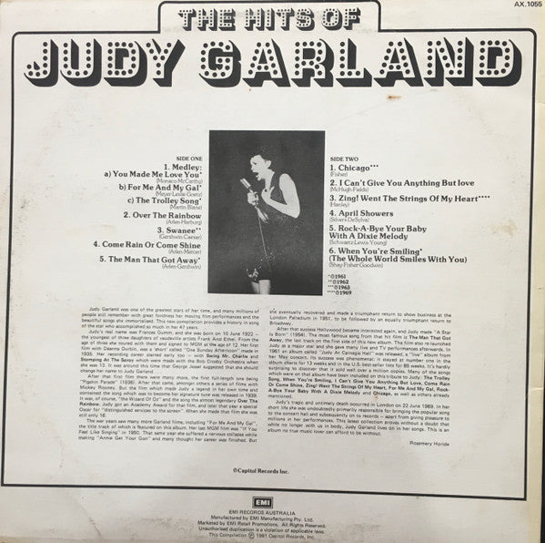 Judy Garland – The Hits Of Judy Garland LP vinyl record, image 2 of 4