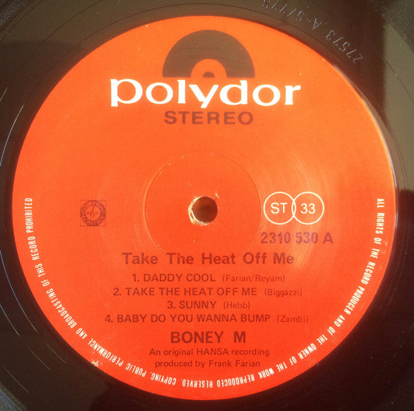 Boney M. – Take The Heat Off Me LP vinyl record, image 3 of 4