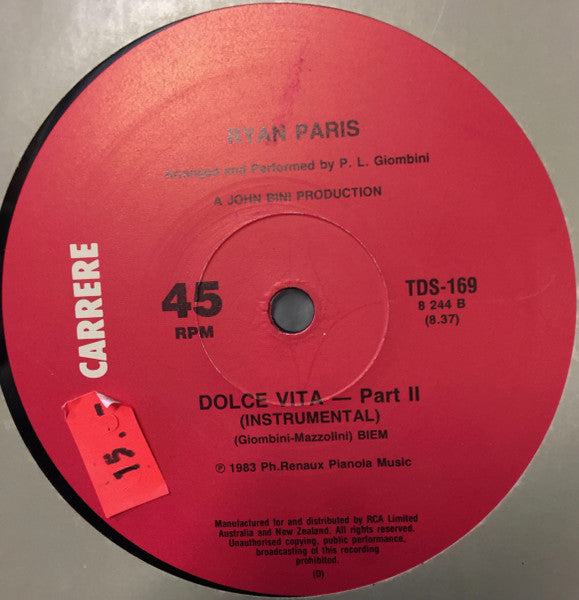 Ryan Paris – Dolce Vita 12" vinyl record, image 2 of 2
