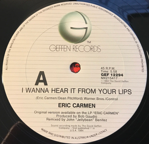 Eric Carmen – I Wanna Hear It From Your Lips 12" vinyl record, image 3 of 4