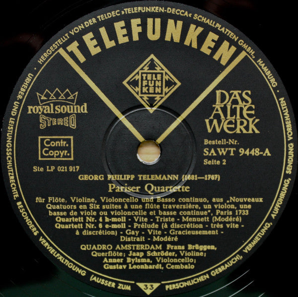 Georg Philipp Telemann, Quadro Amsterdam – Parisian Quartets Nos. 1 · 4 · 6 LP vinyl record, image 6 of 6