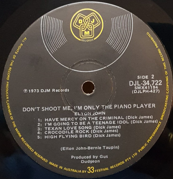 Elton John – Don't Shoot Me I'm Only The Piano Player LP vinyl record, image 4 of 6
