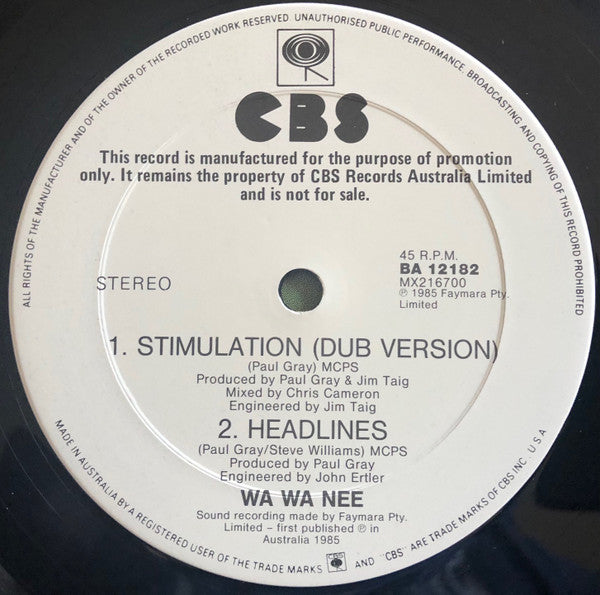 Wa Wa Nee – Stimulation (Extended Mix) 12" vinyl record, image 5 of 6