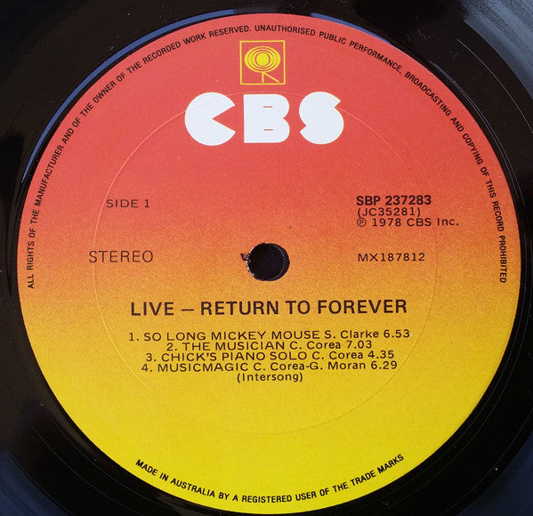 Return To Forever – Live LP vinyl record, image 3 of 4