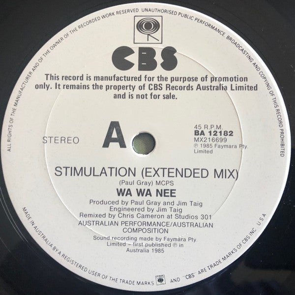 Wa Wa Nee – Stimulation (Extended Mix) 12" vinyl record, image 4 of 6