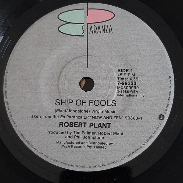 Robert Plant – Ship Of Fools 7" vinyl record, image 3 of 3