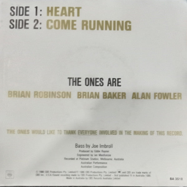 The Ones – Heart 7" vinyl record, image 2 of 2
