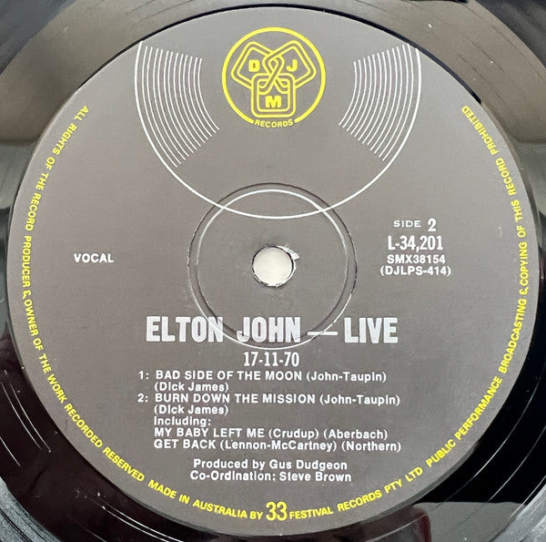 Elton John – 17-11-70 LP vinyl record, image 4 of 4