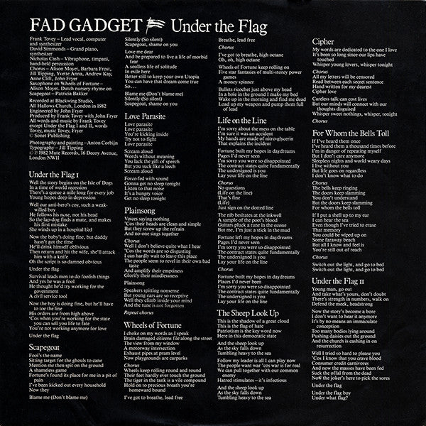 Fad Gadget – Under The Flag LP vinyl record, image 6 of 6