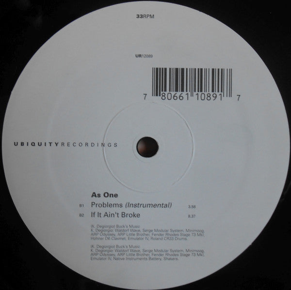 Kirk Degiorgio, As One – Problems / Another Revolution / If It Ain't Broke 12" vinyl record, image 4 of 4
