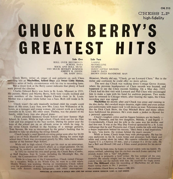 Chuck Berry – Chuck Berry's Greatest Hits LP vinyl record, image 2 of 4