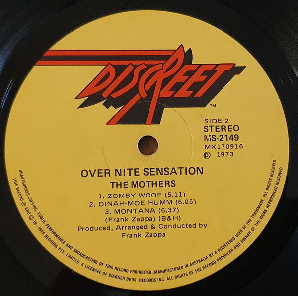 Frank Zappa, The Mothers – Over-Nite Sensation LP vinyl record, image 5 of 5
