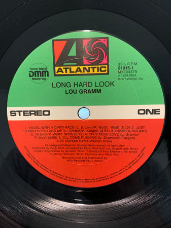 Lou Gramm – Long Hard Look LP vinyl record, image 4 of 6