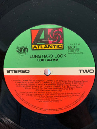 Lou Gramm – Long Hard Look LP vinyl record, image 5 of 6