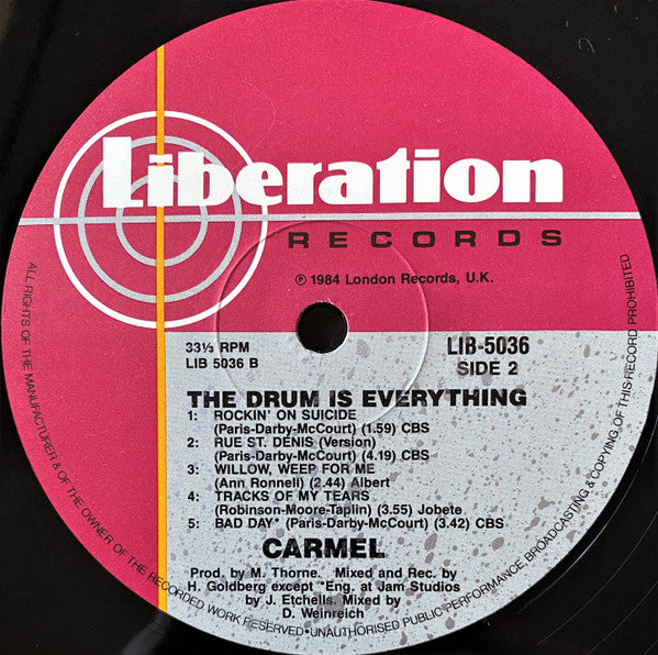 Carmel – The Drum Is Everything LP vinyl record, image 5 of 5