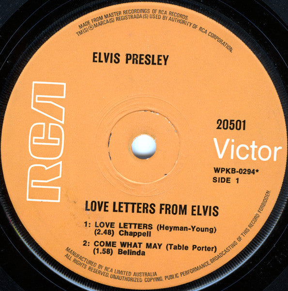 Elvis Presley – Love Letters From Elvis 7" vinyl record, image 3 of 4