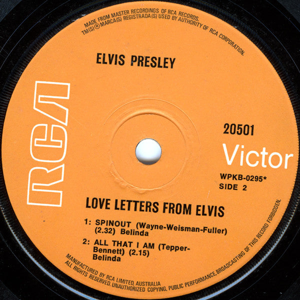 Elvis Presley – Love Letters From Elvis 7" vinyl record, image 4 of 4