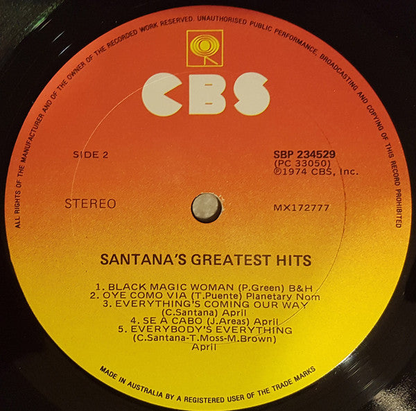 Santana – Santana's Greatest Hits LP vinyl record, image 4 of 4