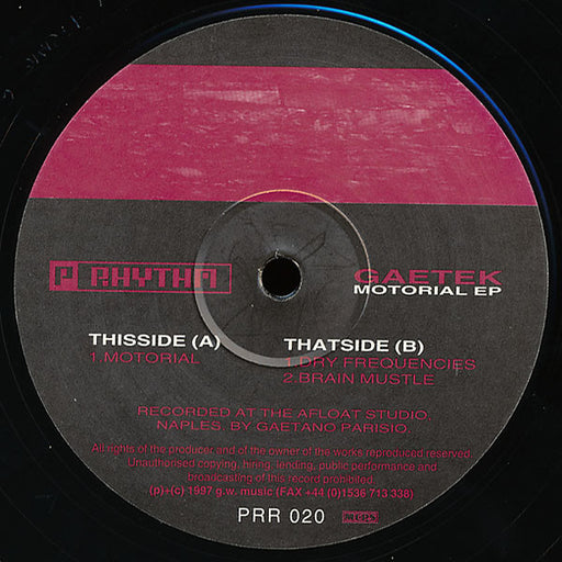 Gaetek – Motorial EP 12" vinyl record, image 1 of 2
