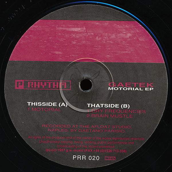 Gaetek – Motorial EP 12" vinyl record, image 1 of 2