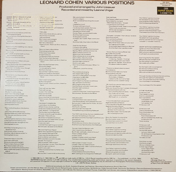 Leonard Cohen – Various Positions LP vinyl record, image 2 of 5