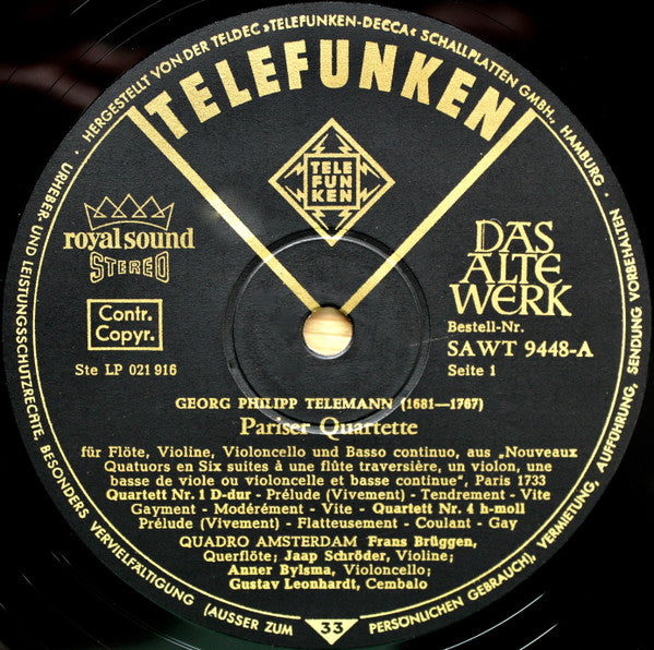 Georg Philipp Telemann, Quadro Amsterdam – Parisian Quartets Nos. 1 · 4 · 6 LP vinyl record, image 5 of 6