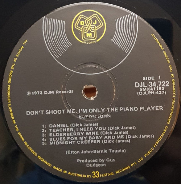 Elton John – Don't Shoot Me I'm Only The Piano Player LP vinyl record, image 3 of 6