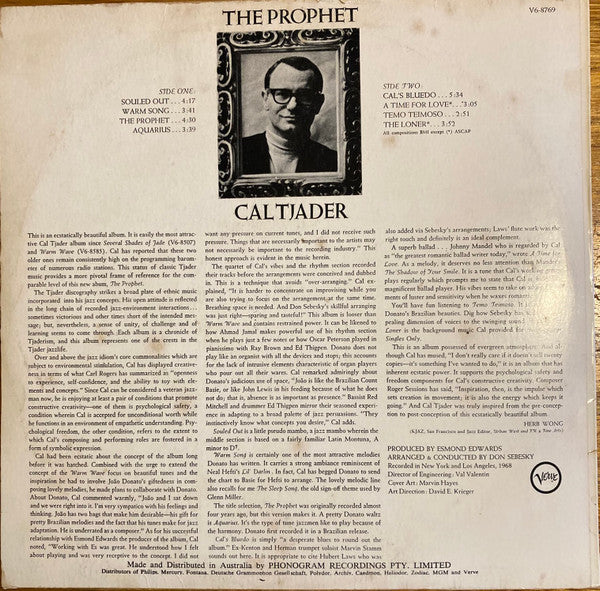 Cal Tjader – The Prophet LP vinyl record, image 2 of 3