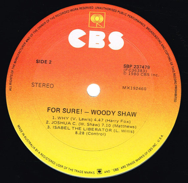Woody Shaw – For Sure! LP vinyl record, image 4 of 4