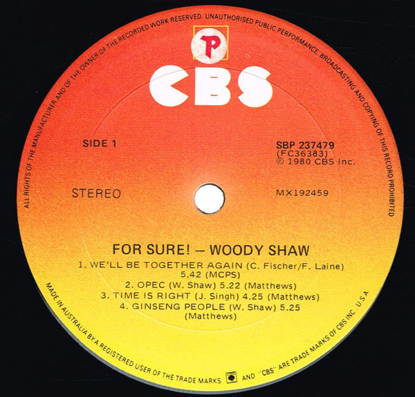 Woody Shaw – For Sure! LP vinyl record, image 3 of 4