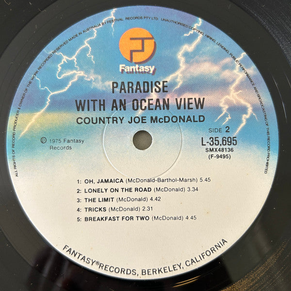 Country Joe McDonald – Paradise With An Ocean View LP vinyl record, image 4 of 4