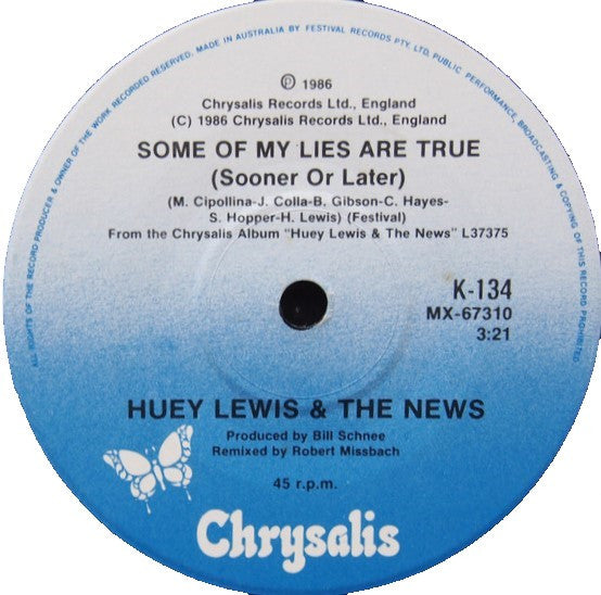 Huey Lewis & The News – Hip To Be Square 7" vinyl record, image 2 of 2