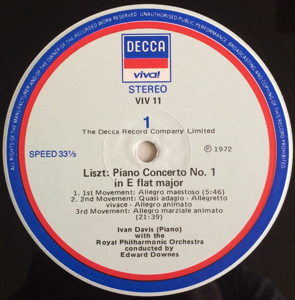 Franz Liszt, Ivan Davis – Piano Concertos 1 & 2 = Klavierkonzerte 1 & 2 LP vinyl record, image 4 of 5