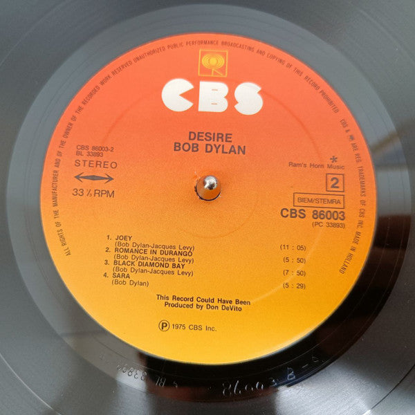Bob Dylan – Desire LP vinyl record, image 3 of 8