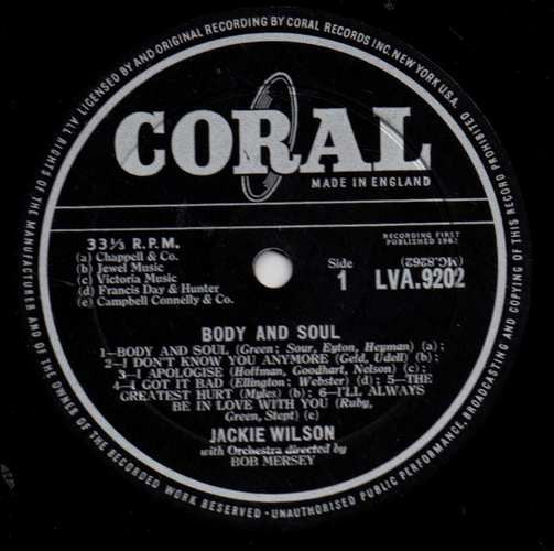 Jackie Wilson – Body And Soul LP vinyl record, image 2 of 4