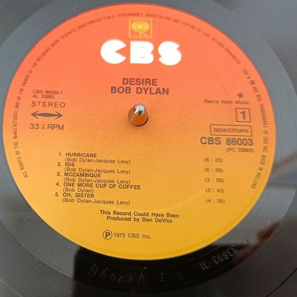 Bob Dylan – Desire LP vinyl record, image 2 of 8