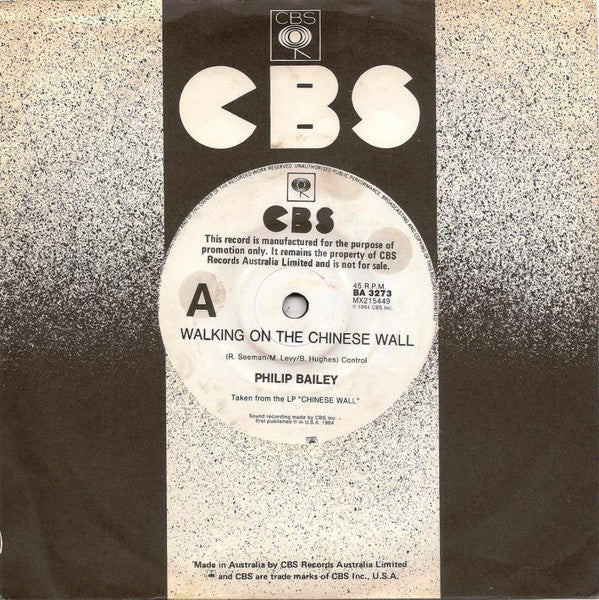Philip Bailey – Walking On The Chinese Wall 7" vinyl record, image 3 of 3