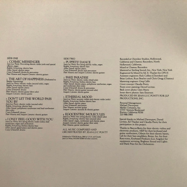 Jean-Luc Ponty – Cosmic Messenger LP vinyl record, image 4 of 6