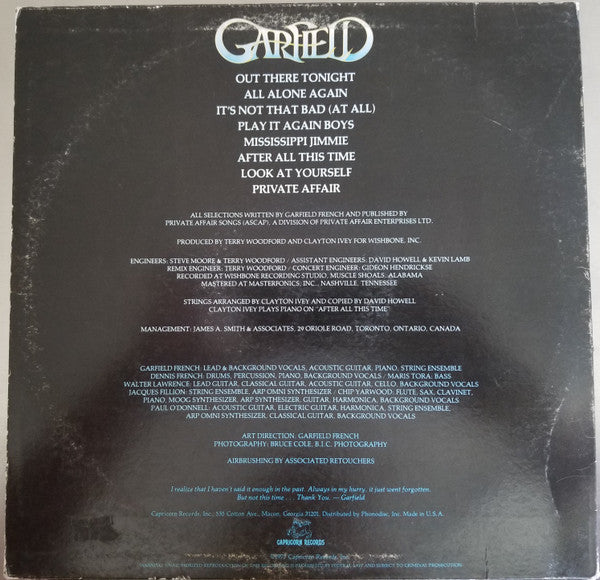 Garfield – Out There Tonight LP vinyl record, image 2 of 4